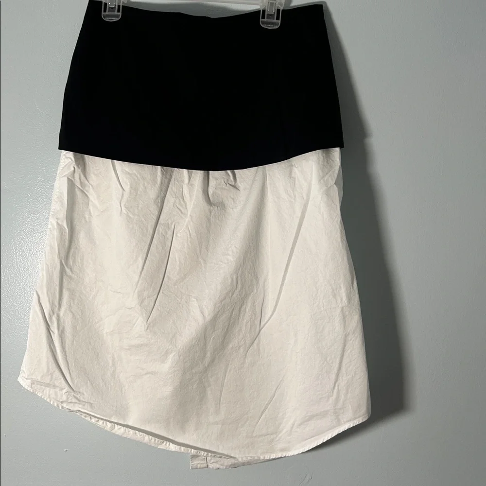 Zara Black and White High-Low Button Skirt